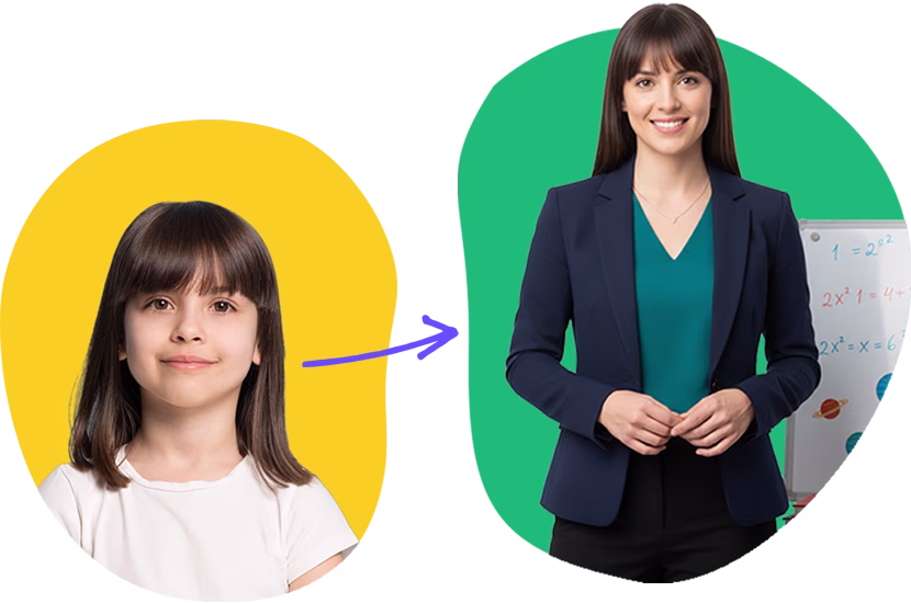 Child before and after dream job transformation